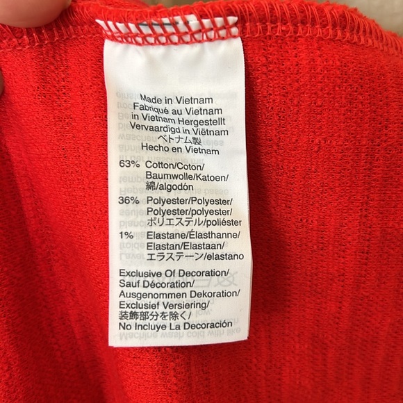 J. Crew red terry cotton tank with scallop detail sleeves. Small - Picture 3 of 3